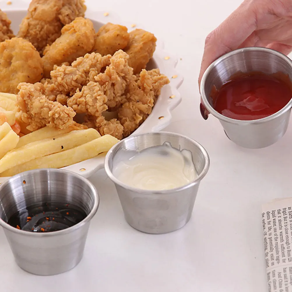 

10pcs 304 Stainless Steel Sauce Cups Small Condiment Holder For Kitchen Dining Table Seasoning Storage Tomato Sauce Dish