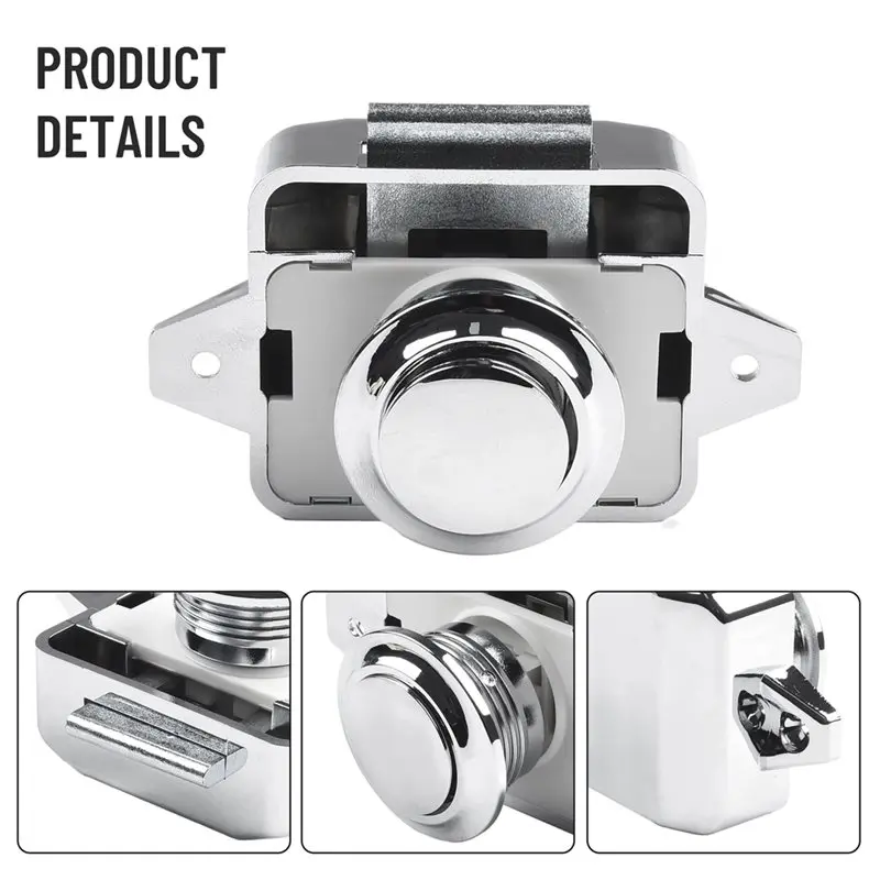 ABYP باب الخزانة الصيد بدون مفتاح RV دفع أقفال خزانة باب متنقل خزانة العربة قافلة مزلاج المقبض #4