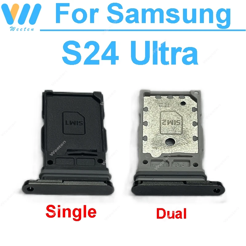 SIM Card Tray Socket Card Reader Holder For Samsung Galaxy S24 Ultra SM-S928B Single & Dual SIM Card Slot Replacement Parts