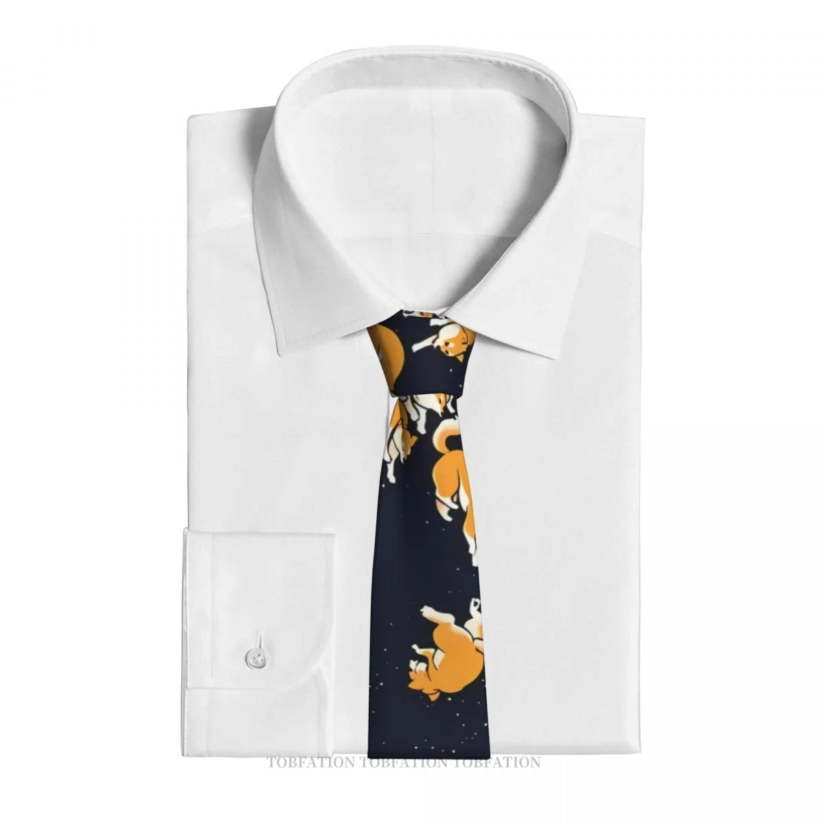 Shiba Inu The Great Wave In Night Men Ties 3D Printed Hip-Hop Street Business Wedding Party Shirt Accessories