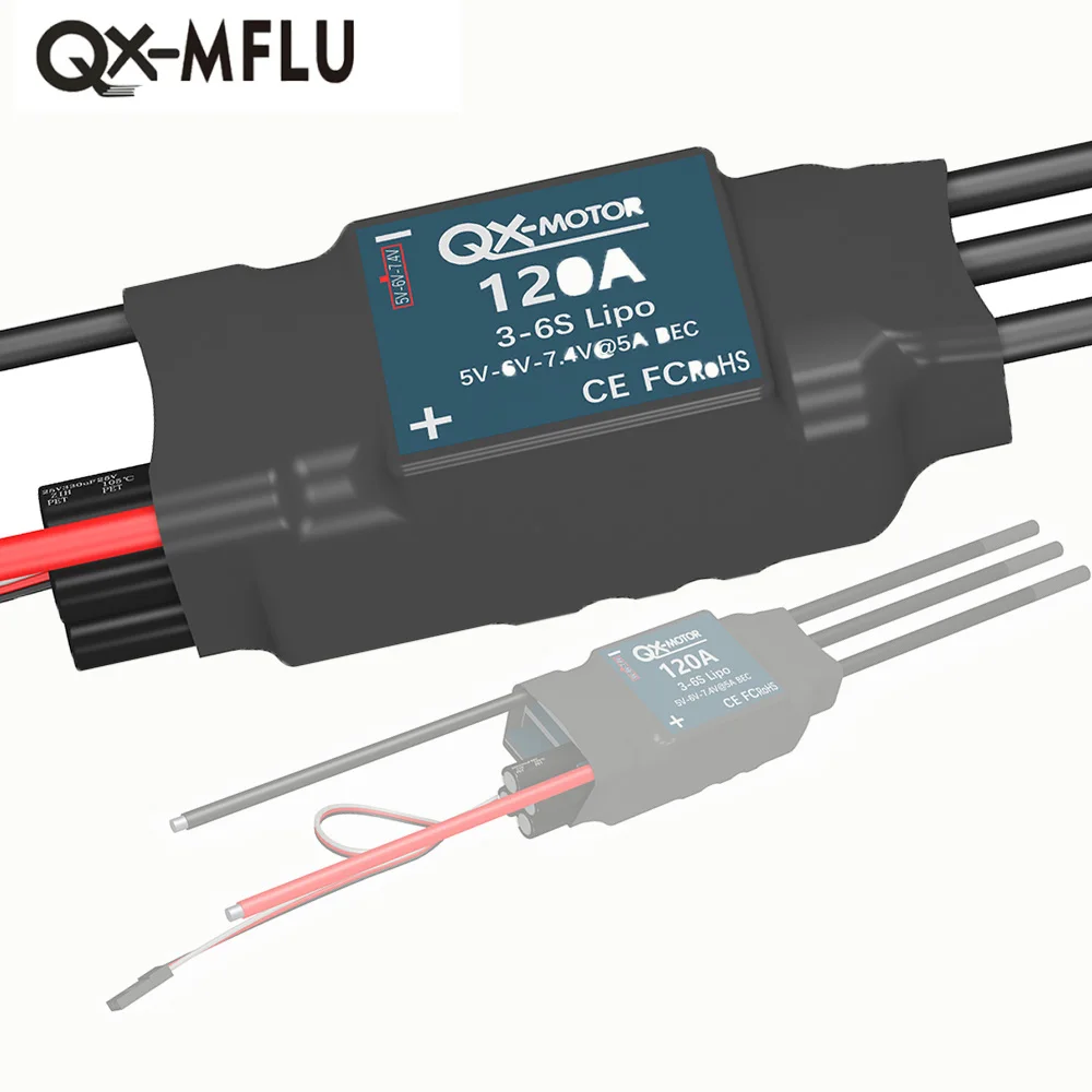 QX-MOTOR Specialized Brushless 120A ESC 3-6S Suitable for 80mm 90mm EDF Brushless Motor with Built in BEC for RC Helicopter