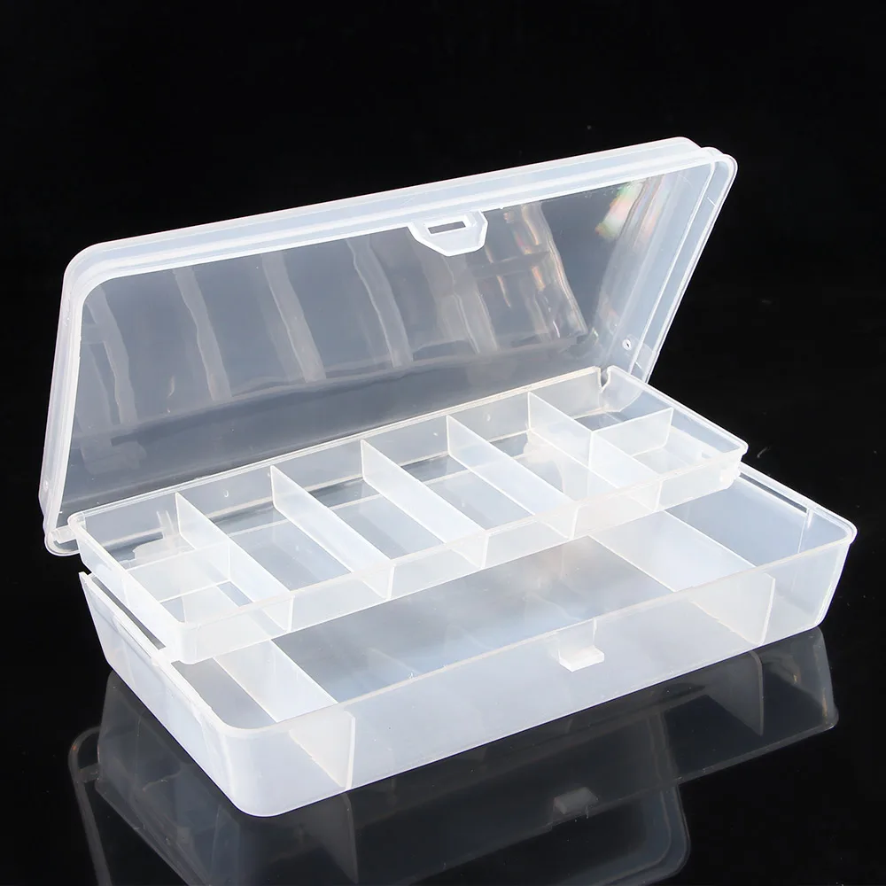

Transparent Double Tray Plastic Compartments Hand Tool Organizer Two-Sided Storage Cases Tackle Box