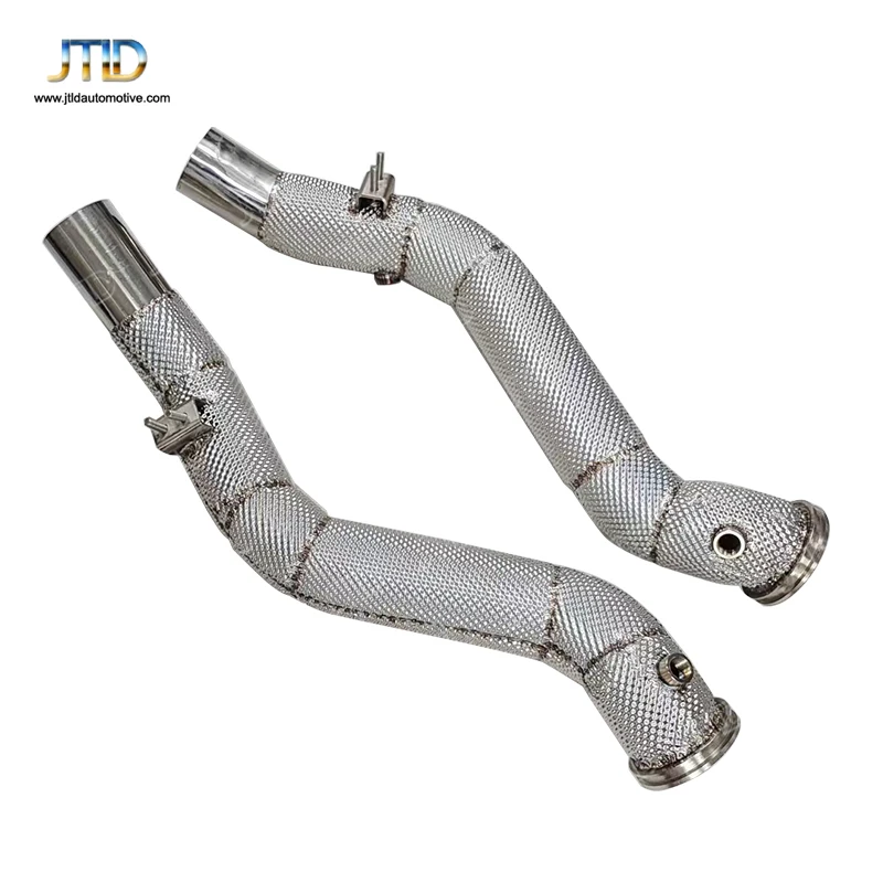 JTLD High Performance Stainless Steel Catless Exhaust Downpipe With Heat Shield For Maserati Ghibli M157 3.0L V6 2WD