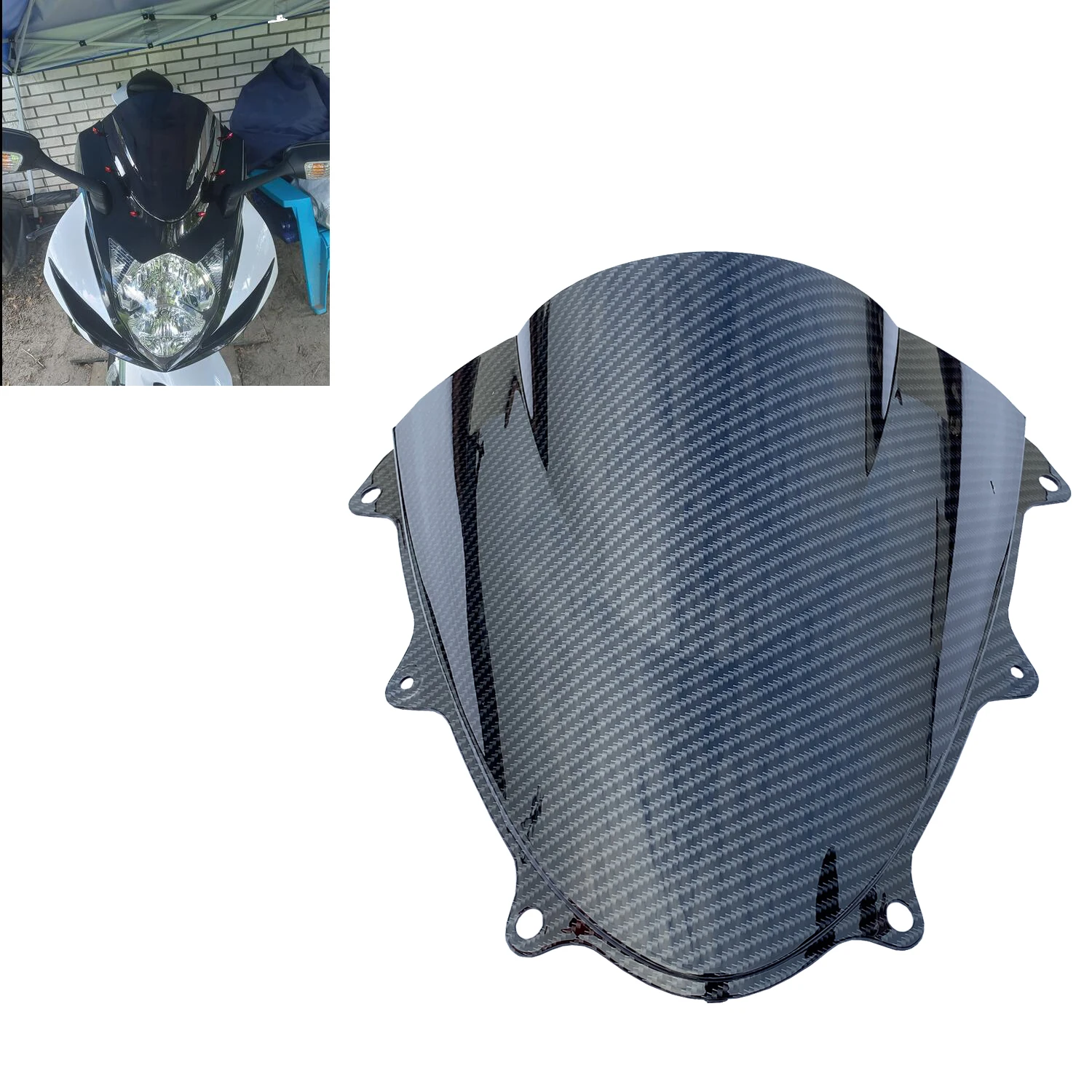 Motorcycle Carbon Fiber Pattern Windshield Windscreen Double Bubble For Suzuki GSXR600 GSXR750 K11 2011-2022