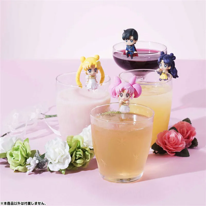 Ochatomo Series Sailor Moon R Night & Day Pvc Figures Toys 6pcs/set Serenity Black Lady Small Lady Chiba Mamoru Diamond Toy Gift