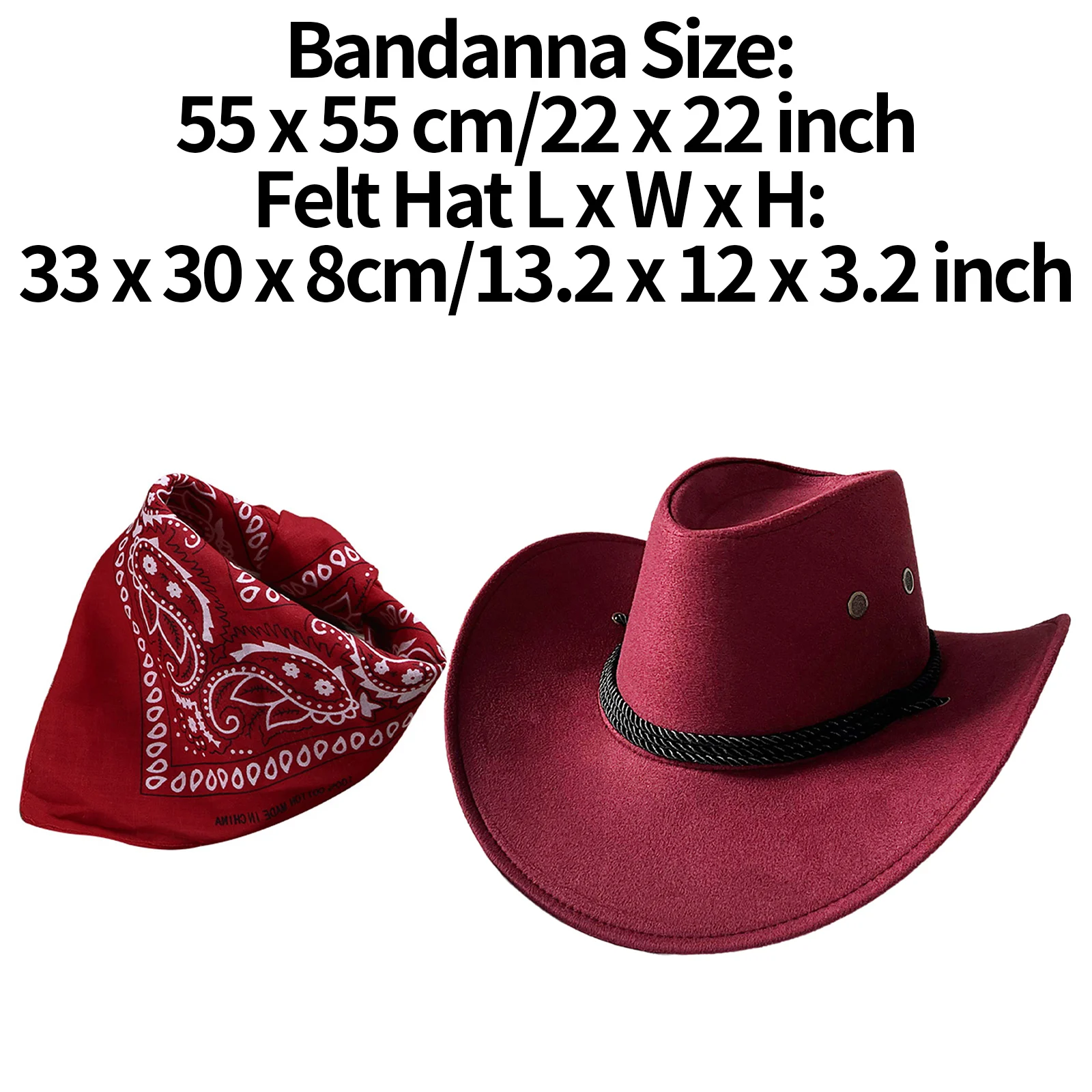 2Pcs Kids Girls Boys Retro Cowboy Cosplay Performance Accessory Paisley Bandanna Scraf with Western Hat Sets for Halloween Party