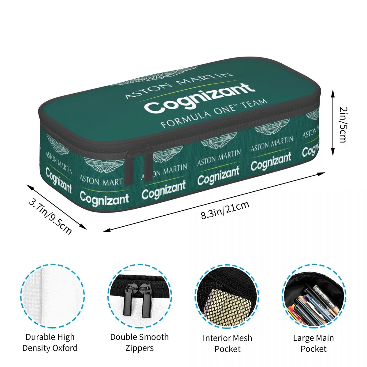 مقلمة فريق Aston Martin Cognizant F1 لـ Studen School Pen Box حقيبة أقلام رصاص لوازم مكتبية حقيبة حامل قلم