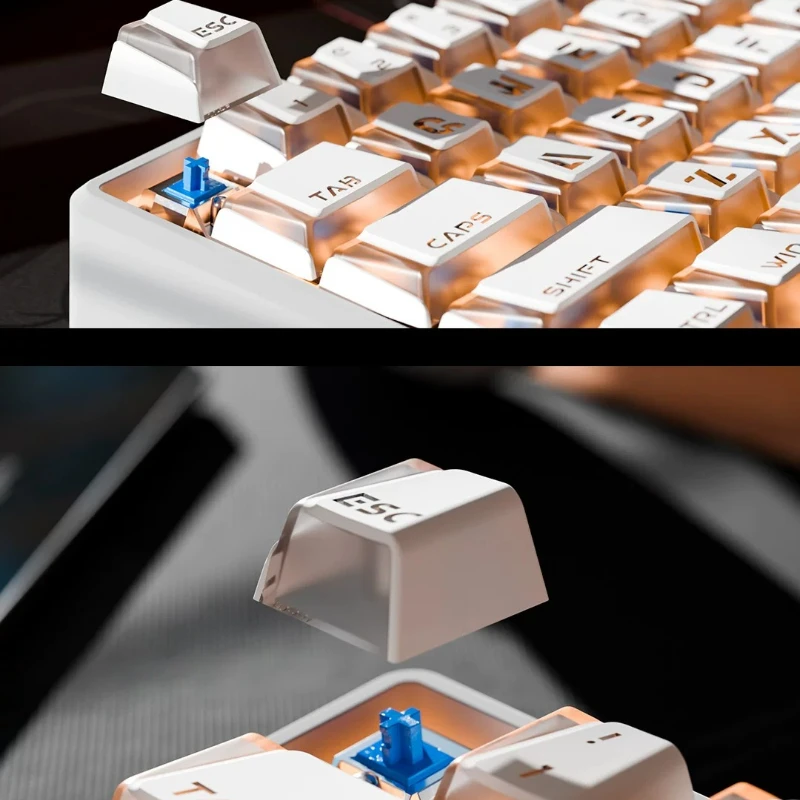 Prism Keycap Custom PBT Transparent Cherry Profile Key Caps Cute Engraving Magnetic Axis Cartoon Anime Point Key Cap for MX