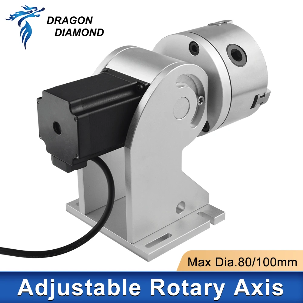 Three Chuck Rotary Axis Engraving Attachment Extra Axis Max Dia.80/100mm Fixture Gripper For Laser Marking Machine