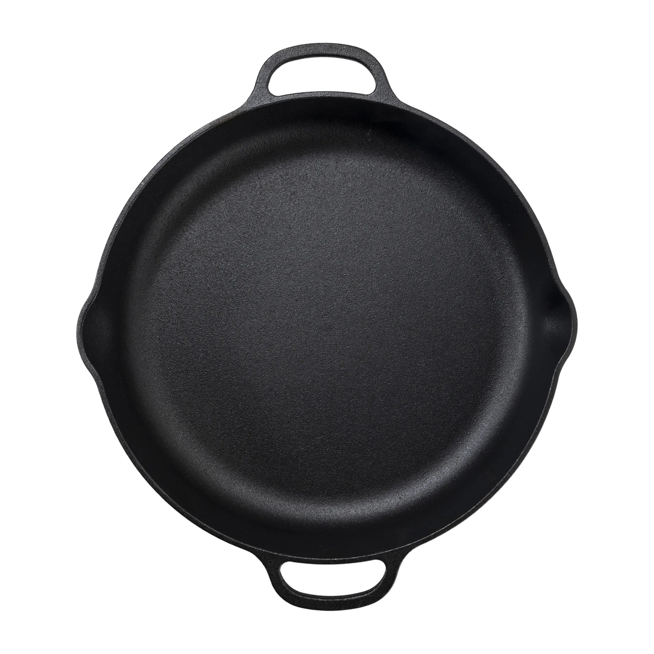

14 Inch Cast Iron Skillet Featuring Dual Side Handles and Black Finish