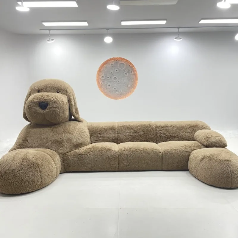 Internet celebrity teddy dog animal sofa living room two-dimensional sofa creative size apartment fabric plush sofa