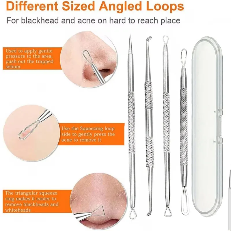 4pcs Removing Blackheads Includes Needles for And Black Spots, Ideal for Women'S Skincare,Beauty,Squeezing Tools with Ultra-Fine