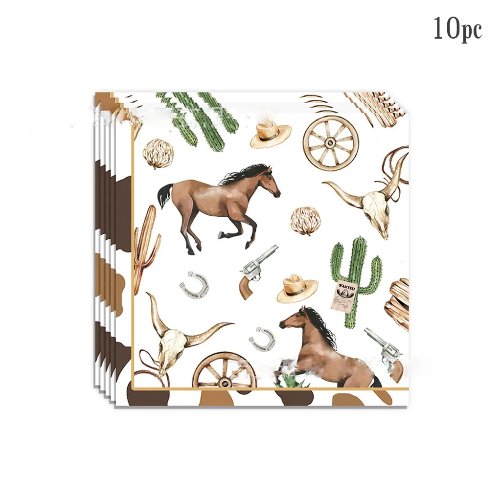 10 Gäste Wild Western Cowboy Geburtstag Einweggeschirr Rennpferd Teller Servietten Alles Gute zum Geburtstag Partyzubehör – Detail 4