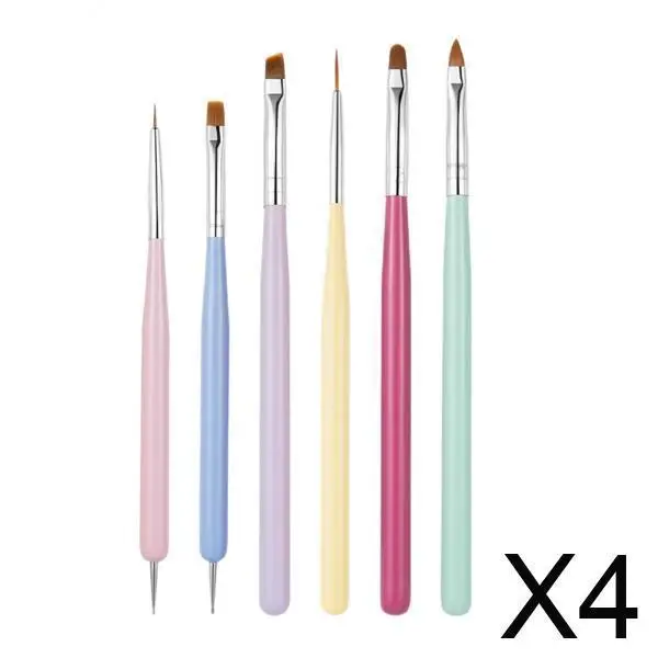 

4x 6Pcs/Set Nail Art Drawing Brush Pen Spatula Stick Striping