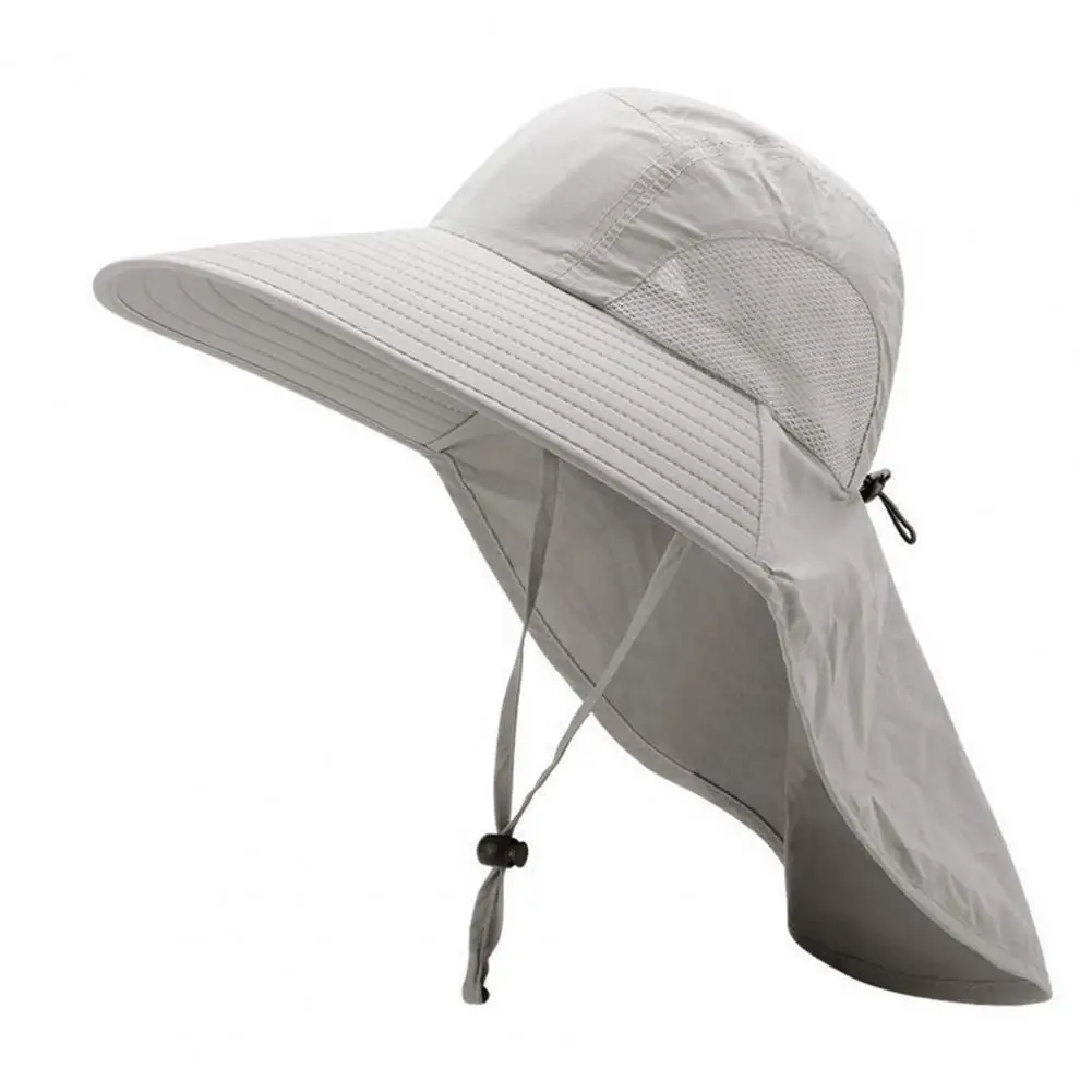 Sombrero de Sol de malla hueca, sombrero de ala ancha, transpirable, Unisex, chal de protección para el cuello, gorra de malla a prueba de viento para jardinería