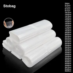 StoBag PE Transparent Open Top Bags Plastic Large Packaging Pouches Clear Sealed Clothes Food Gift Storage Waterproof Reusable