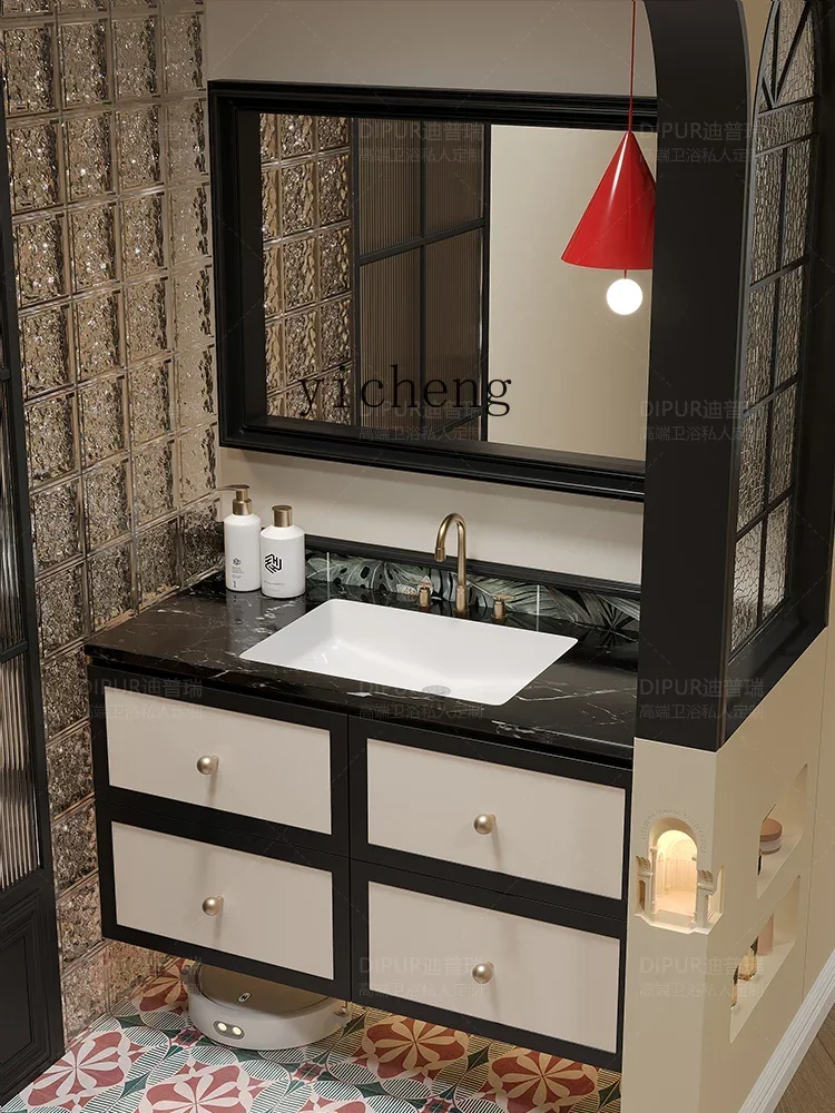 

LL Chinese Style Bathroom Cabinet Bathroom Black Corian Whole Washbin Chinese Style Washstand