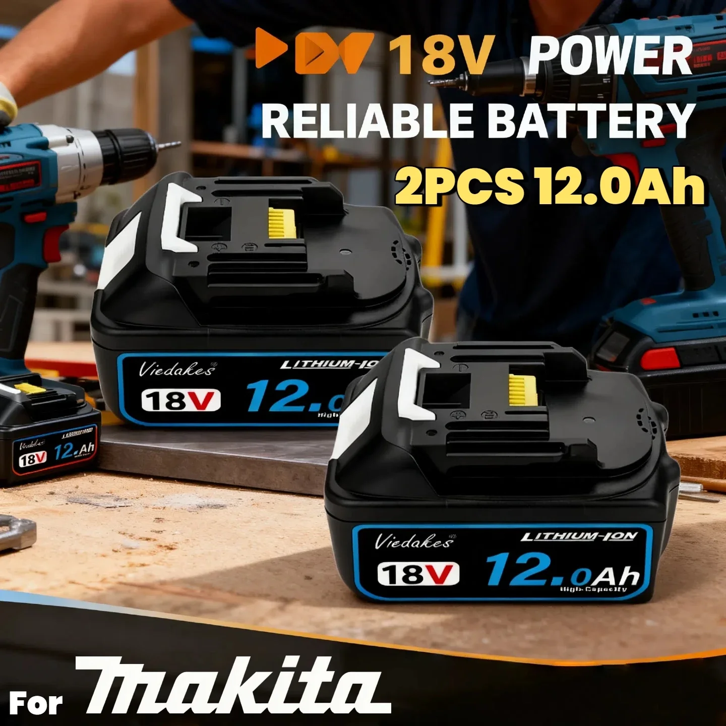 

100% Genuine 12Ah for Makita 18V Battery BL1860B BL1840 BL1830B BL1850B BL1850 BL1860 BL1815 Replacement Lithium Battery☽