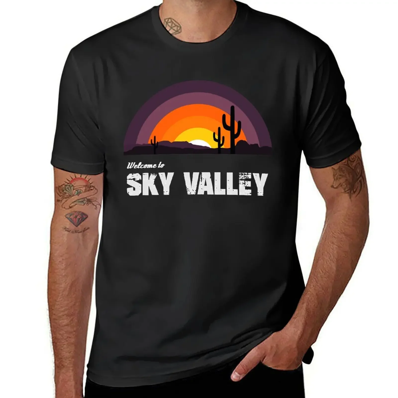 Welcome To Sky Valley T-Shirt blacks anime tshirt graphic tee shirt black t shirts for men