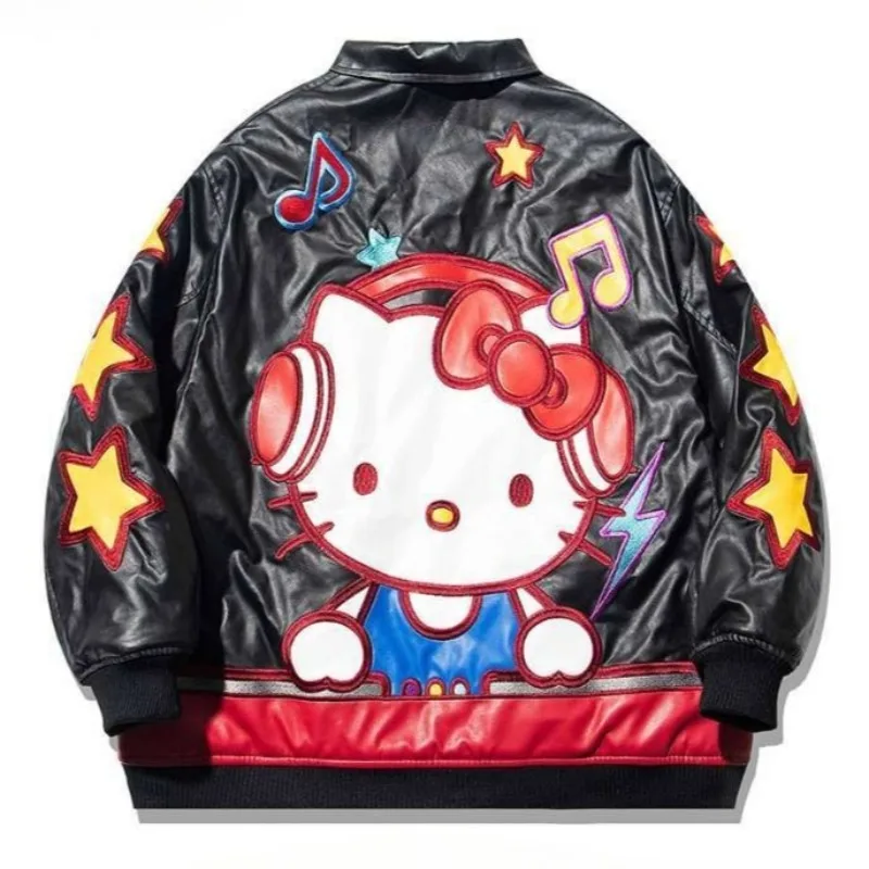 

Sanrio Hello Kitty Baseball Jacket Coat Hoodie Men Women Print Sport Baseball Uniforms Motorcycles Warm Coats Cardigan Top gifts