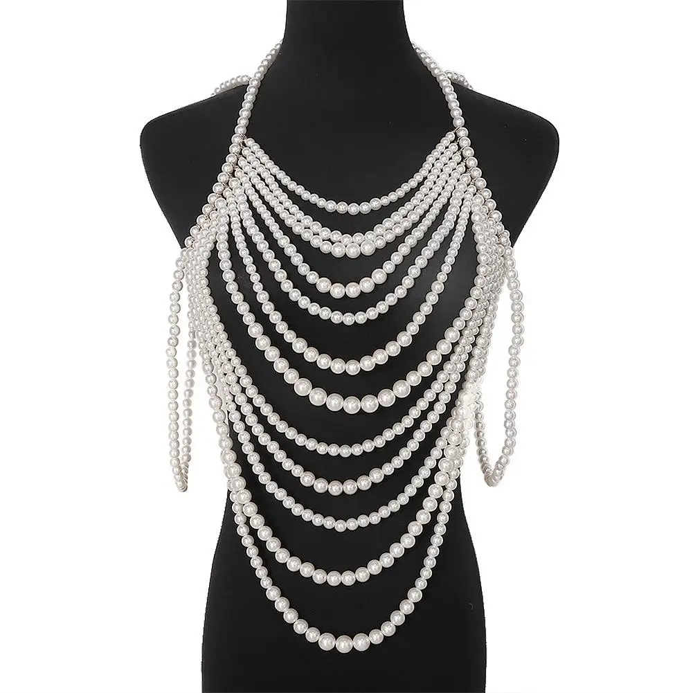 Pearl Necklaces, Chest Chains, Outerwear Decorations, Fashion, Sexy, Women's Clothing Accessories for Photography