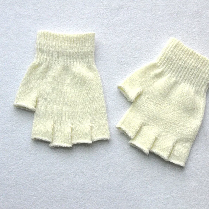 Children's Winter Gloves Cold Warm Acrylic Fingerless Gloves Fashion Solid Color Mittens Outdoor High Quality