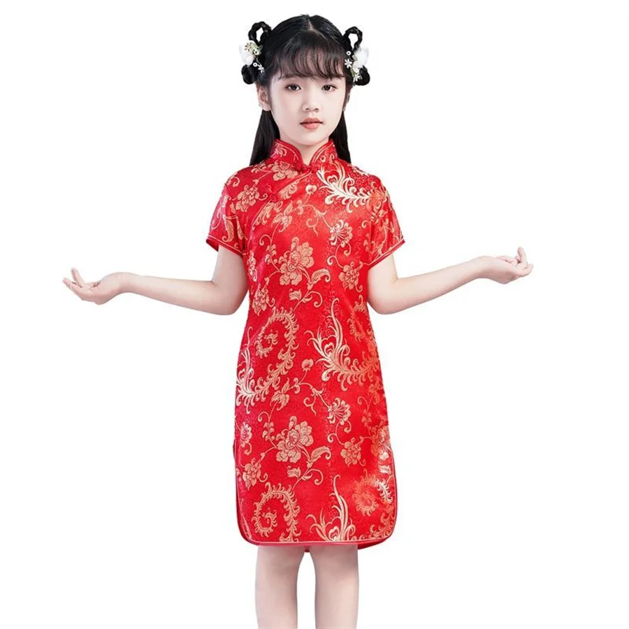 Hanfu elegante vestido de princesa para crianças, Cheongsams chineses para meninas, vestidos infantis tradicionais, verão