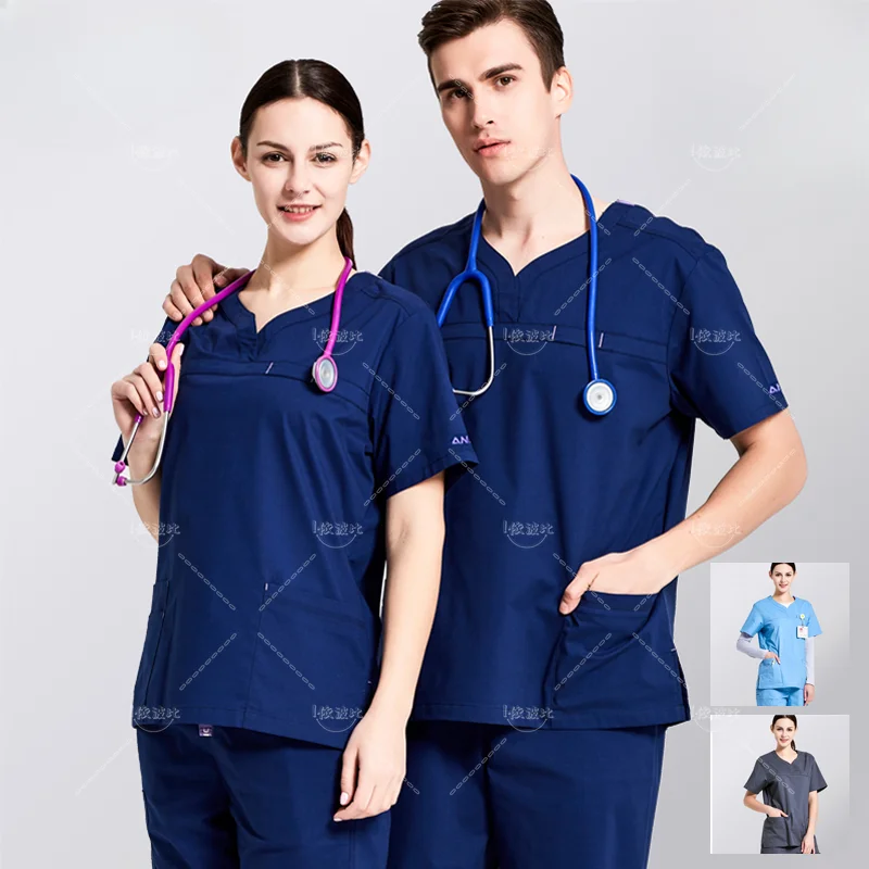 

Newmodels Nursing Uniforms Elastic Spandex Clinics Suit Female Male Scrubs Hospital Clothing Breathable Cloth Heathy Beauty Wear