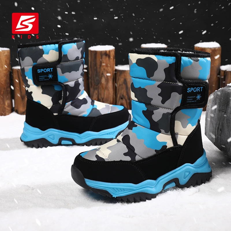 Botas de nieve impermeables para niños y niñas, zapatos de algodón para deportes al aire libre, calzado de moda para niños, botas altas de felpa