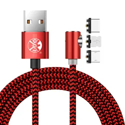Magnetic Cable LED Lighting Charging Cable Charger L-Shape Micro USB Type C 2.4A For Xiaomi Samsung Tablet 1M 2M 3M