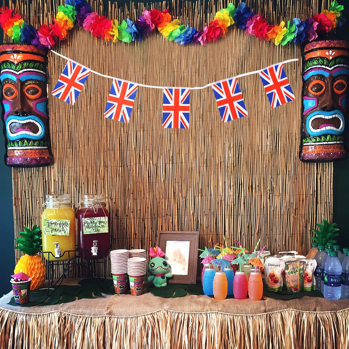 

10M British Pattern String Flag Burlap Banner Countries Decorative Hanging Fan Carnival Party Outdoor Indoor Decoration