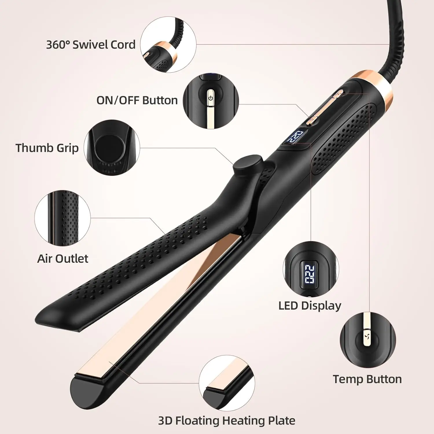 

Airflow Styler Infrared Hair Straightener and Curler 2-in-1 Ceramic Flat Iron Hair Straightener Curling Iron