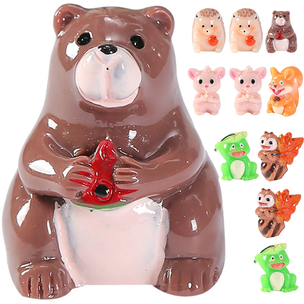 

12 Pcs Small Animal Decoration Ornaments Decorations Figurines Squirrel Mini Garden Accessories