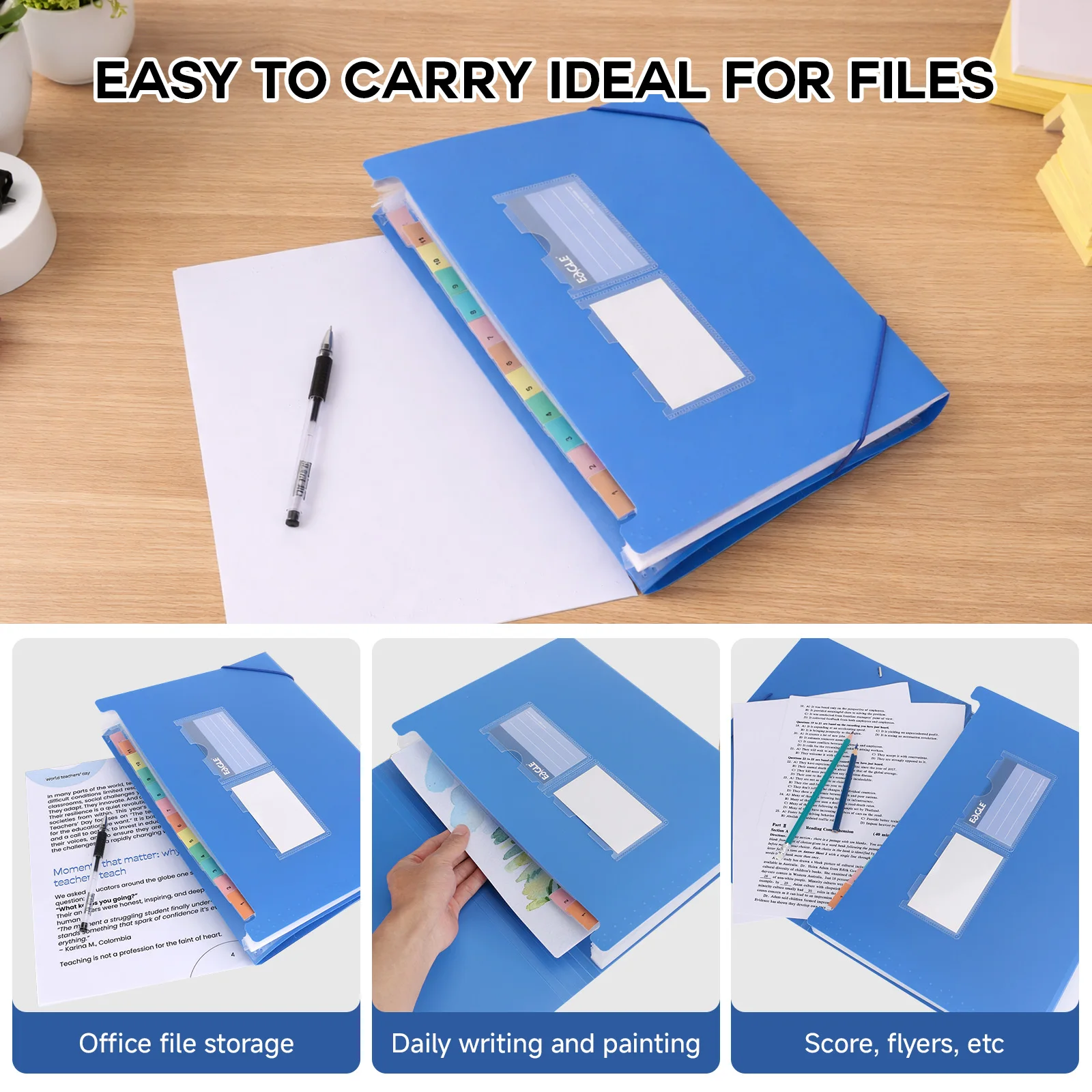 EAGLE A4 Expanding File Folder 13 Pockets, 24 Index Tabs, Waterproof for Document Organization Paper/Bill/Receipt/Document