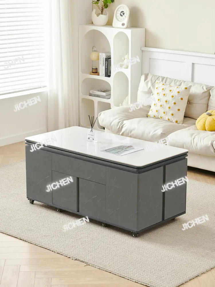 Rock Slab Lifting Coffee Table Folding Telescopic Large Storage Multi-functional Coffee Table Dining Table Dual-purpose