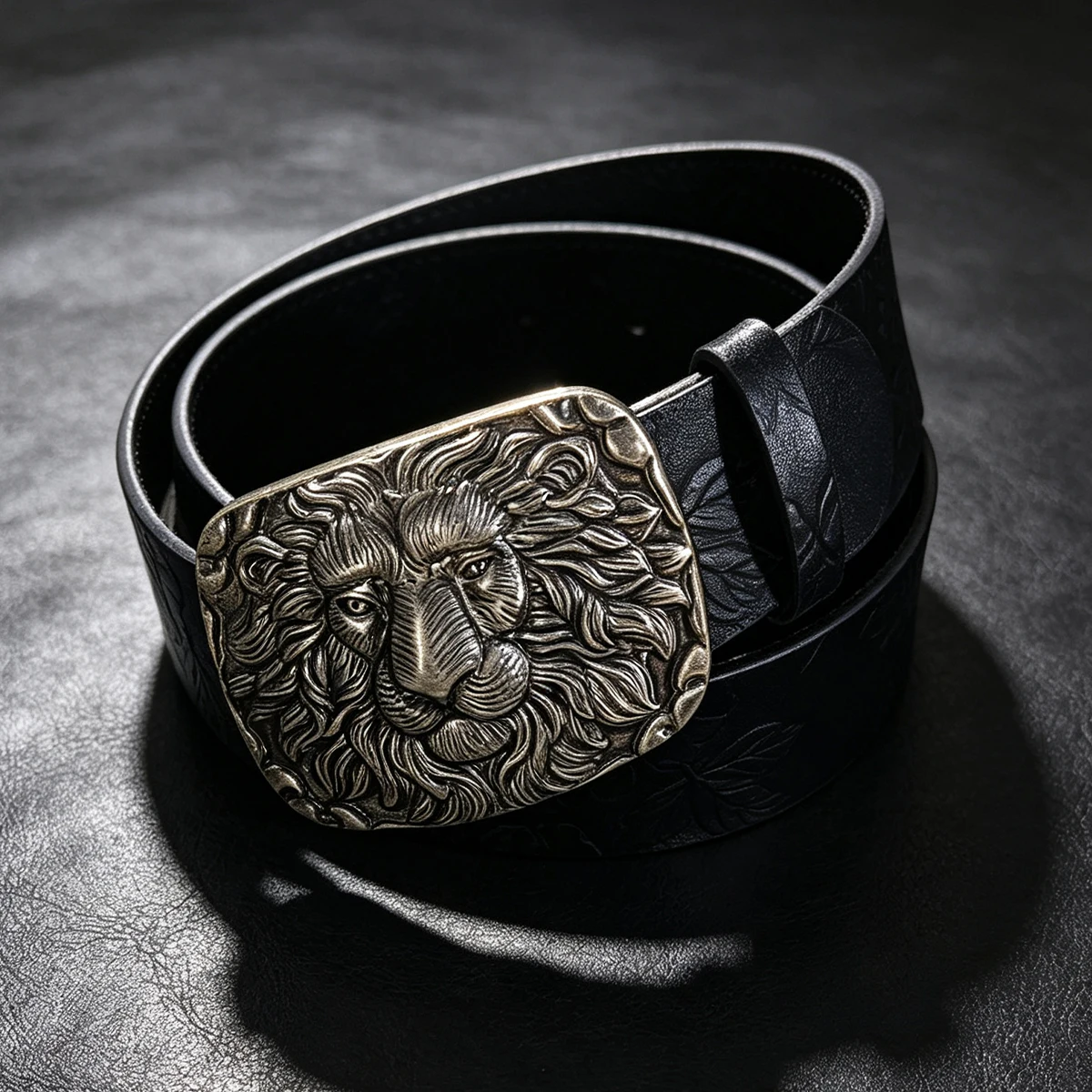 The ghost head element pistol craftsmanship Lion Spider Snake buckle Black Flower PU embossed button Gothic Women and men's belt view 5