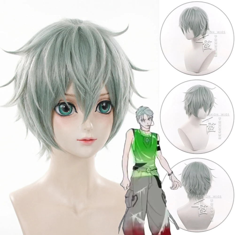 

Anime ALIEN STAGE Cosplay Till Wig Short Gray Green Heat Resistant Wigs Halloween Party Carnival Props Wig