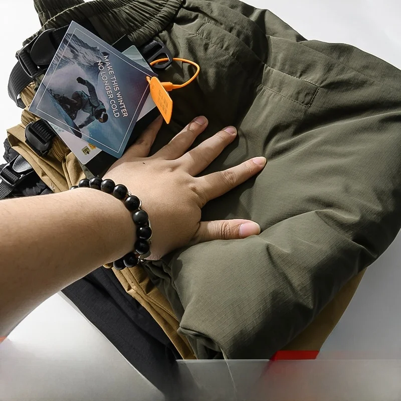 High-End Outdoor Function Multi-Pocket Workwear 90 down Fleece Skiing Hiking Mountain Climbing Windproof Warm Casual Pants