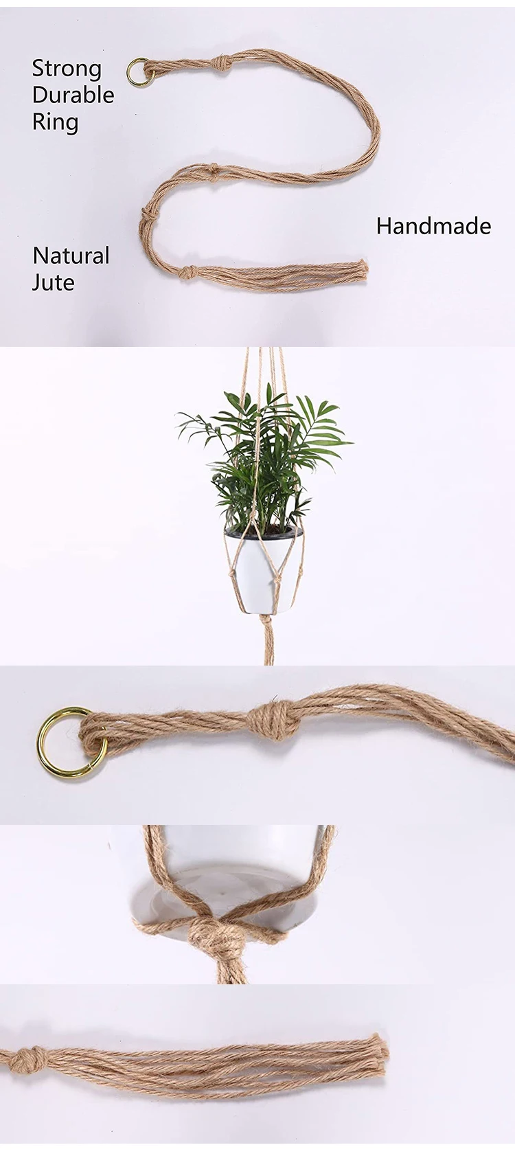 Hängender Blumentopf, Hängekorb, Vasen mit Haken, kreative Makramee-Pflanzgefäße zum Aufhängen von Blumentopfnissen – Detail 4