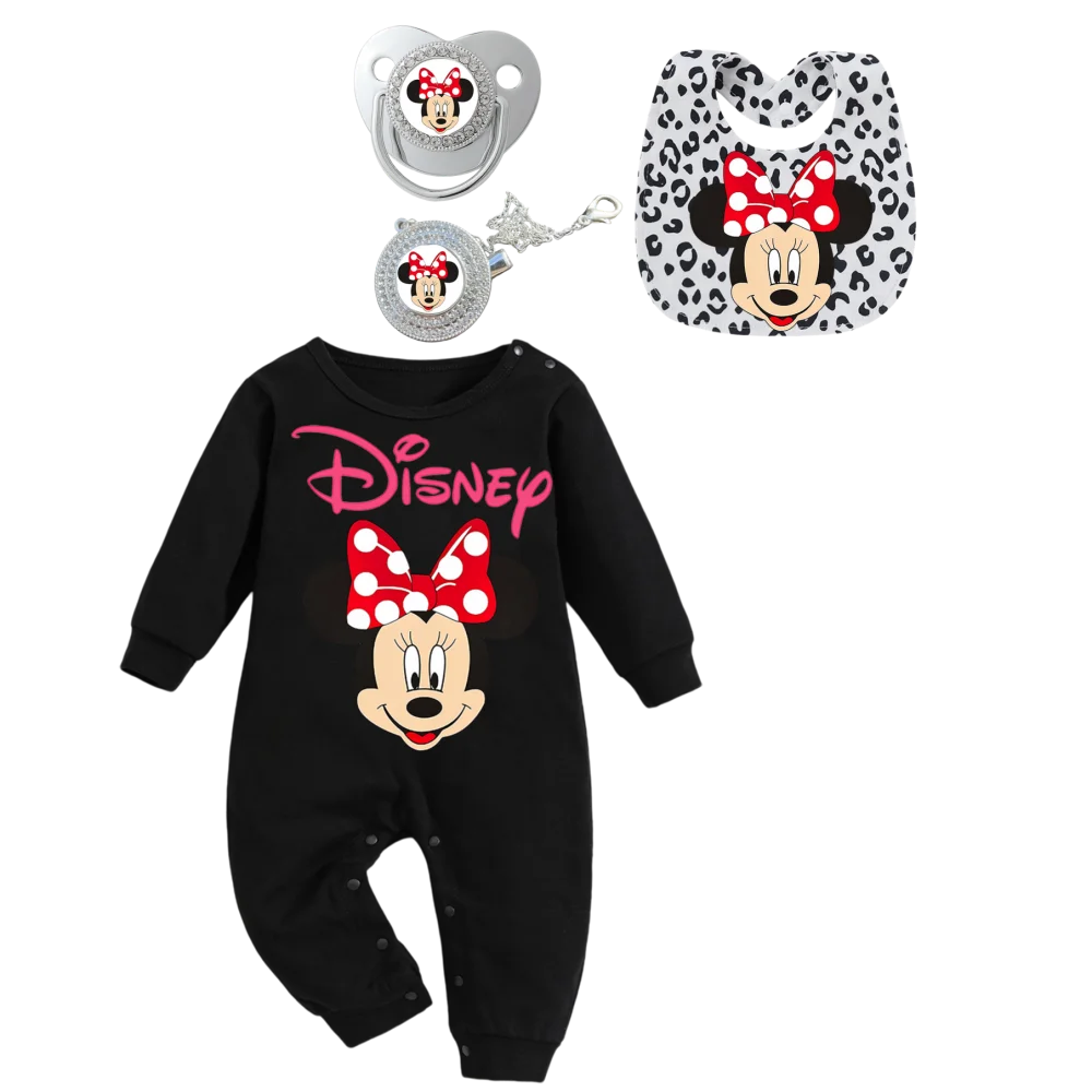 4 buah/set celemek bayi katun, dot bayi, penjepit puting, baju merangkak bayi lengan panjang, set kain sendawa bayi baru lahir