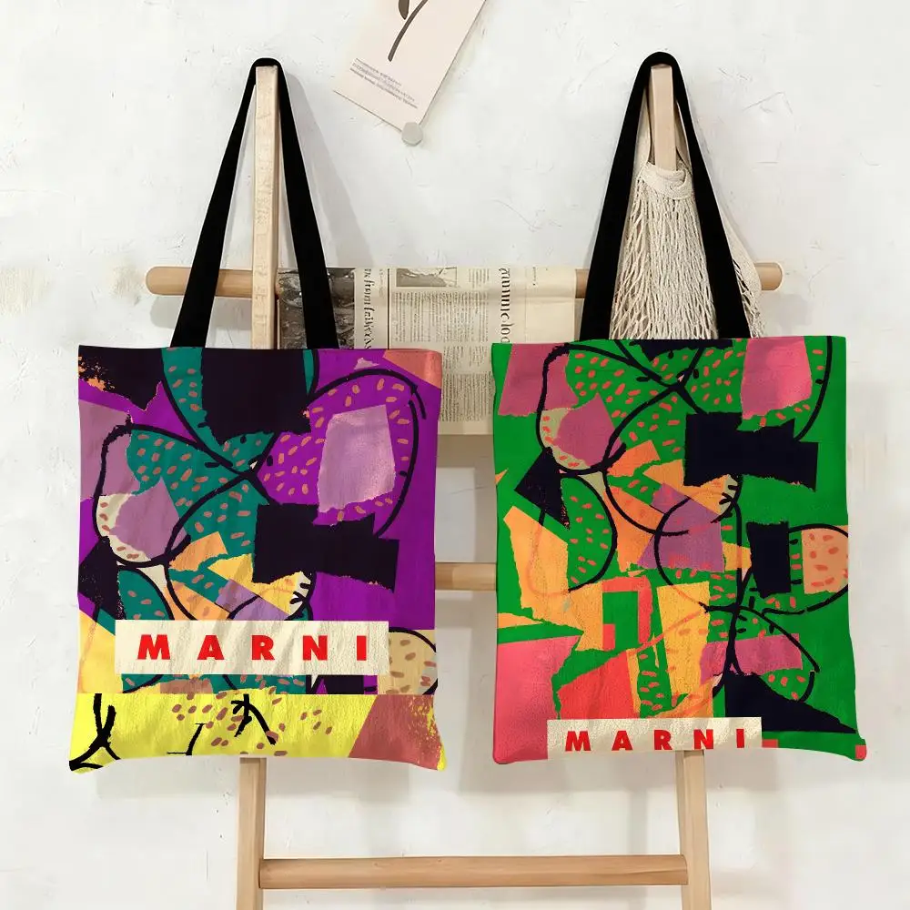 M-MARNI Modische Luxus-Aufbewahrungstaschen, große, umweltfreundliche Canvas-Einkaufstasche, Schulter- und Handtasche für den täglichen Gebrauch