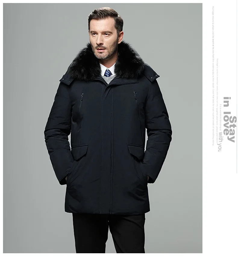 Canada Fashion Winter Jacket for Men Down Coat Parkas Men's White Goose Down Jacket Puffer Padding Detachable Fur Collar HYX0018