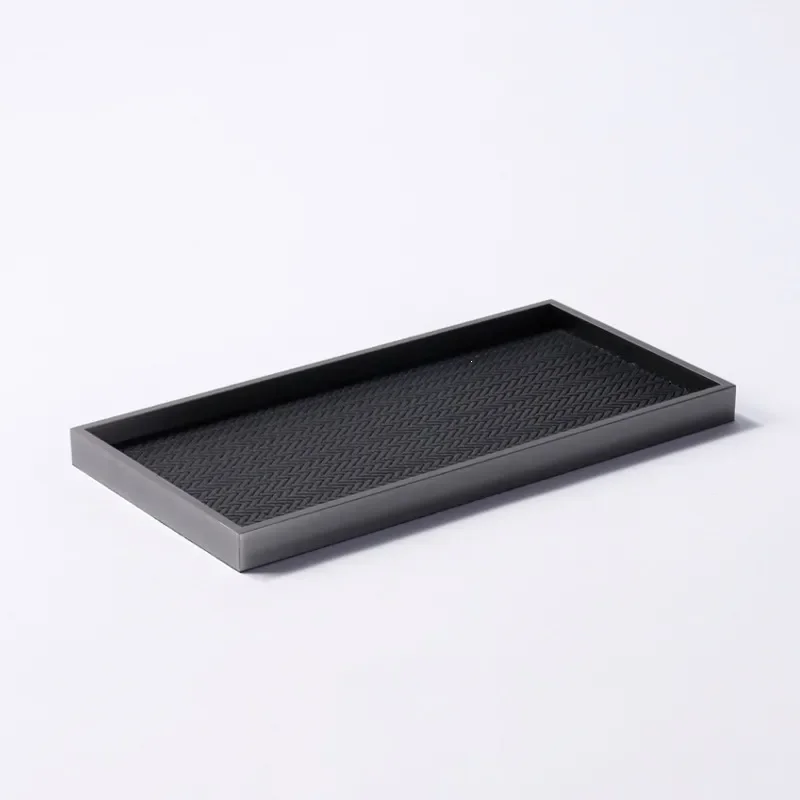 Modern light luxury metal square simple high-end leather tray sales office living room dining room desktop decoration
