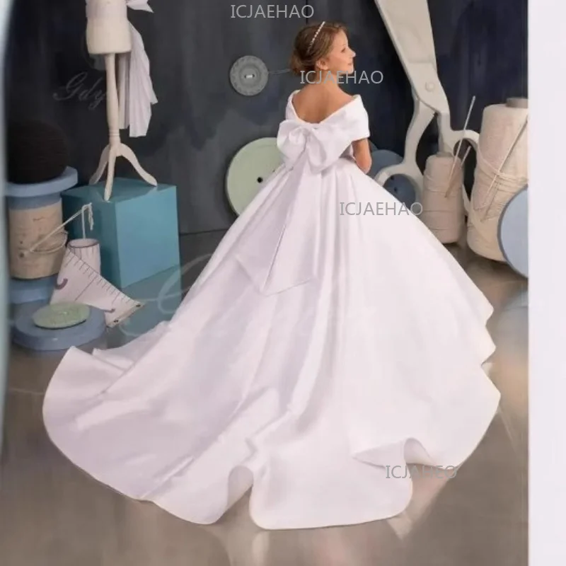 2026 Children Cute Girls Evening Dress Princess Pageant Ball Sweep Train Formal Outfit Costume Birthday Party Gown Kids Clothing