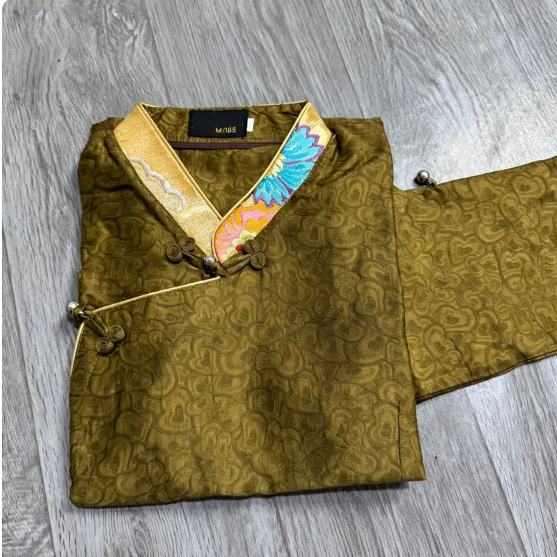 Chinese Tibetan Women's Tencel Fine Wrapped Edge Buckle Retro Shirt