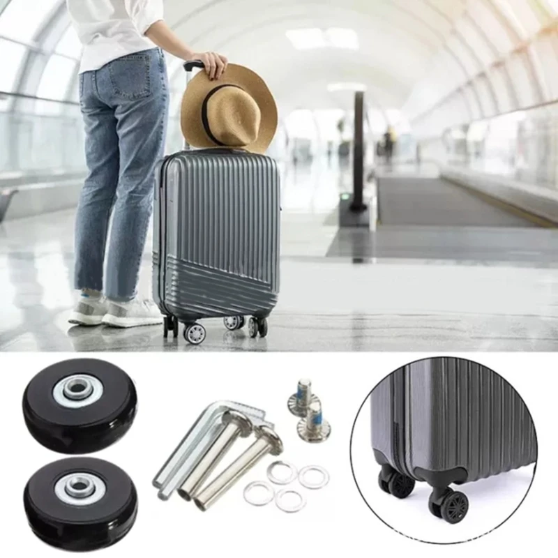 

1Set Heavy Duty Luggage Wheel Replacement Wear-resistant Suitcase Rubber Wheel Casters 45x18mm/70x24mm Metal Bearings Repair Kit