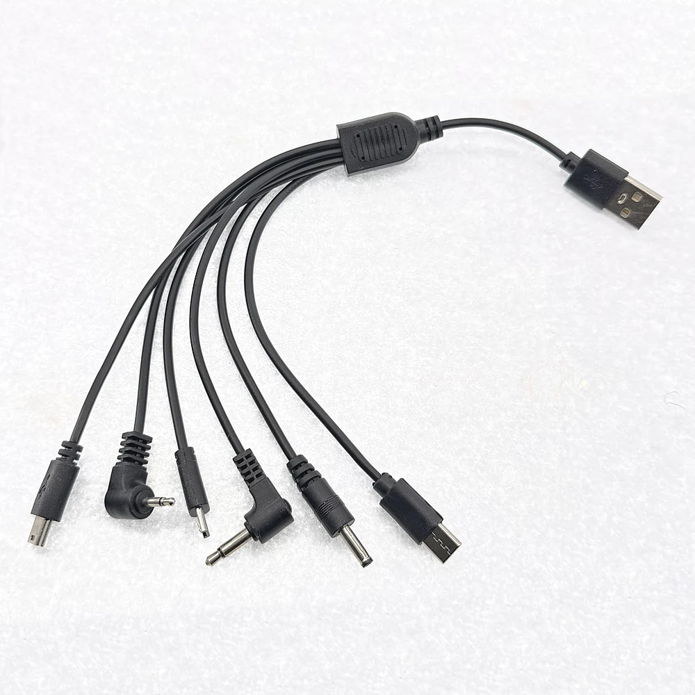 Kabel ładujący 6 w 1, USB C do Type-C, Micro USB, Mini USB Przewód ładujący DC 3,5 mm 3,5 mm do telefonów Głośnik MP3 MP4 i nie tylko