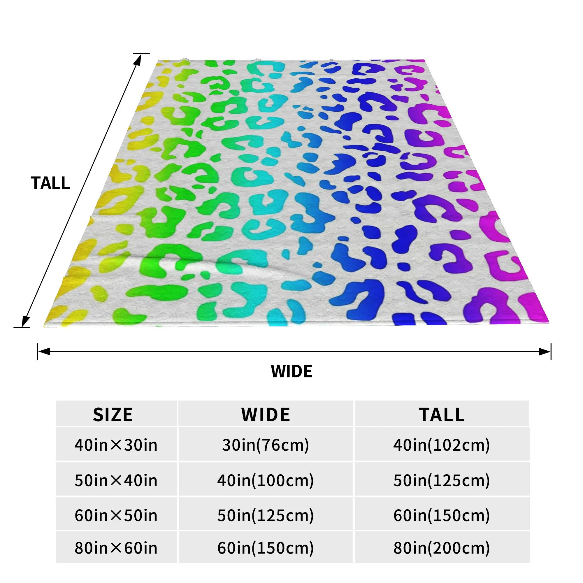 Rainbow and White Spots Leopard Print Blanket Soft Warm Flannel Throw Blanket Bedding for Bed Living room Picnic Travel Home
