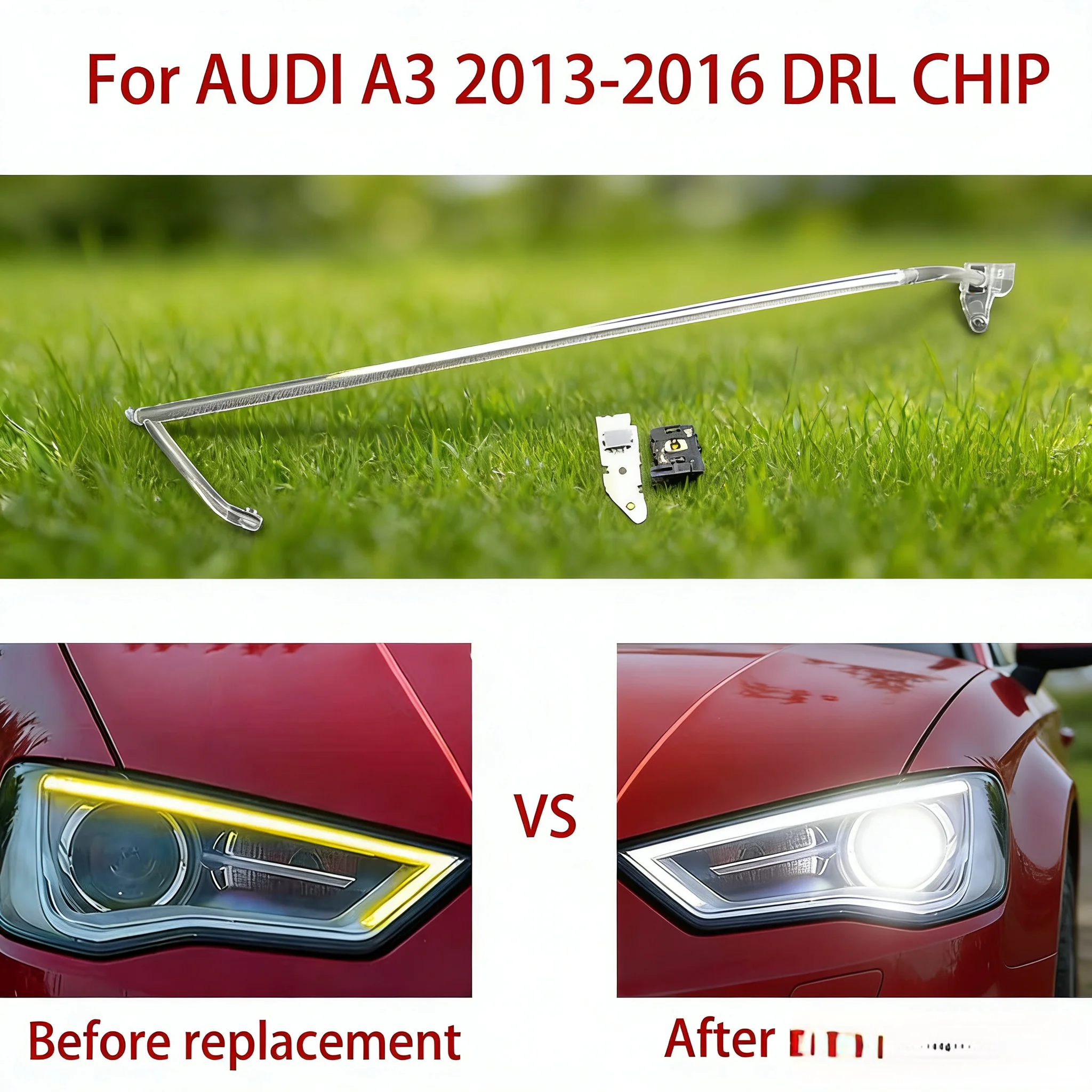 

White Light For Audi A3 2013-2016 Car headlight DRL CHIP Light Guide Tube Angel Eyes Daytime Running Chip Ballast Module Parts