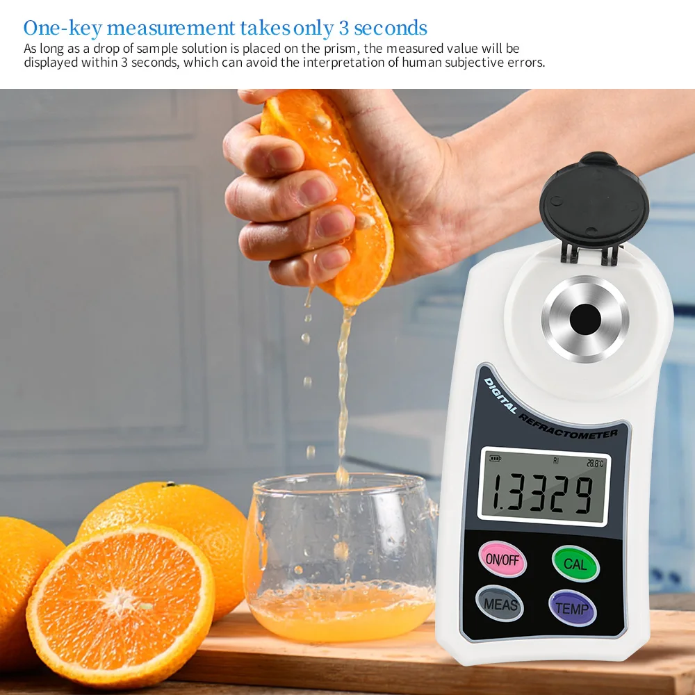 Handheld 0-55% Digital Brix Honey Auto Refractometer Optometry Equipment For Sugar Coffee Juice Grapes Fruit High Precision